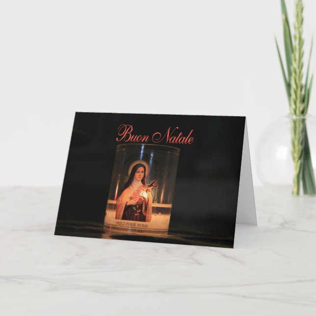Tarjeta Festiva Navidades de Buon Natale Quemando velas (Anverso)
