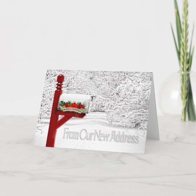 Tarjeta Festiva Navidades de buzón rural desde nueva dirección (Anverso)