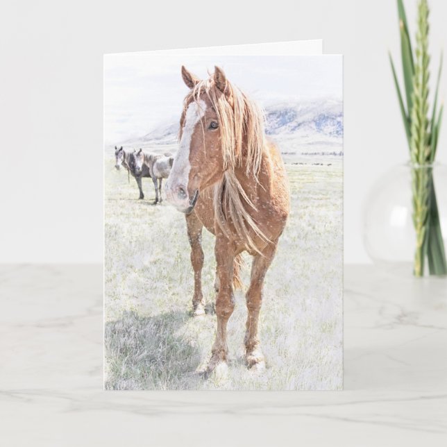 Tarjeta Festiva Navidades de Caballo Silvestre Mustang (interior c (Anverso)