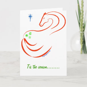 Tarjeta Festiva Navidades de caballos con amor y zanahorias