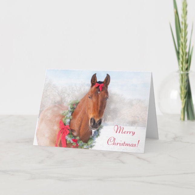 Tarjeta Festiva Navidades de caballos de Bahía (Anverso)