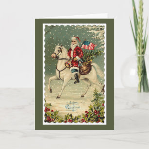 Tarjeta Festiva Navidades de caballos de la Bandera de Santa Ameri