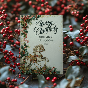 Tarjeta Festiva Navidades de caballos de Rocas Rústicas