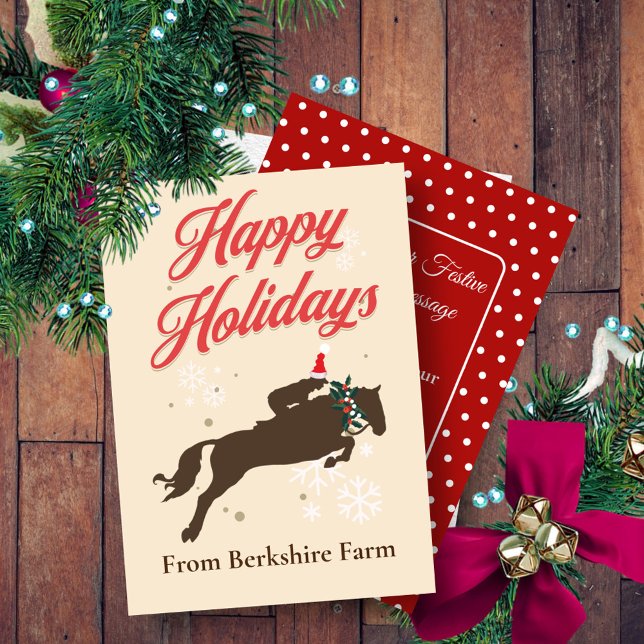 Tarjeta Festiva Navidades de caballos ecuestres de vacaciones (Experience the magic of Winter and the holidays through this bold equestrian design!
Customize these)