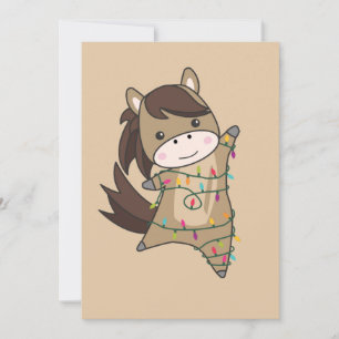 Tarjeta Festiva Navidades de caballos Pony Niegan a los animales d