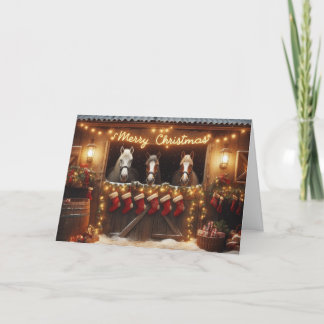 Tarjeta Festiva Navidades de caballos saludando tarjetas.