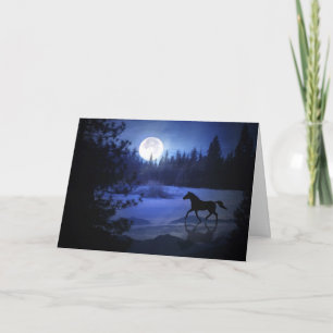Tarjeta Festiva Navidades de caballos vetean a través de la nieve