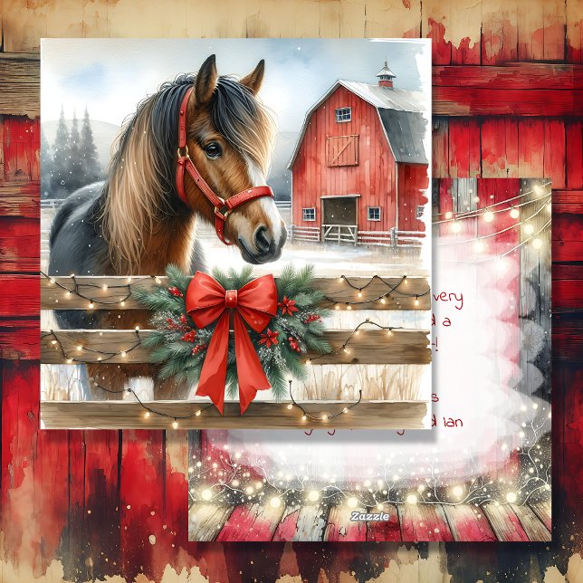Tarjeta Festiva Navidades de caballos y bares rusos rojos (Subido por el creador)