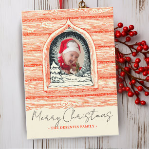 Tarjeta Festiva Navidades de cabinas del registro de invierno del 