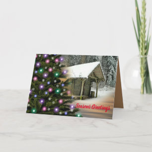 Tarjeta Festiva Navidades de cabinas rusticas