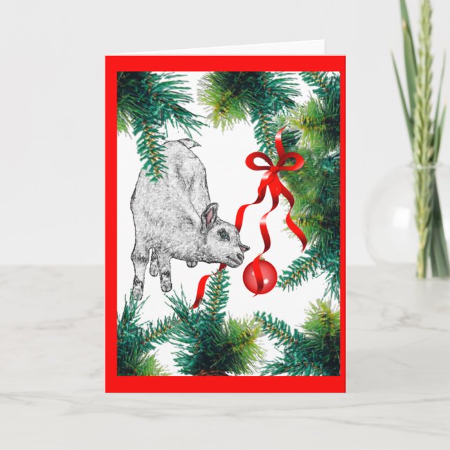 Tarjeta Festiva Navidades de cabra más cercanos (Anverso)