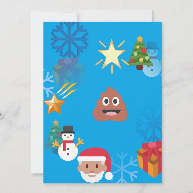 Tarjeta Festiva navidades de caca de emoji (Anverso)