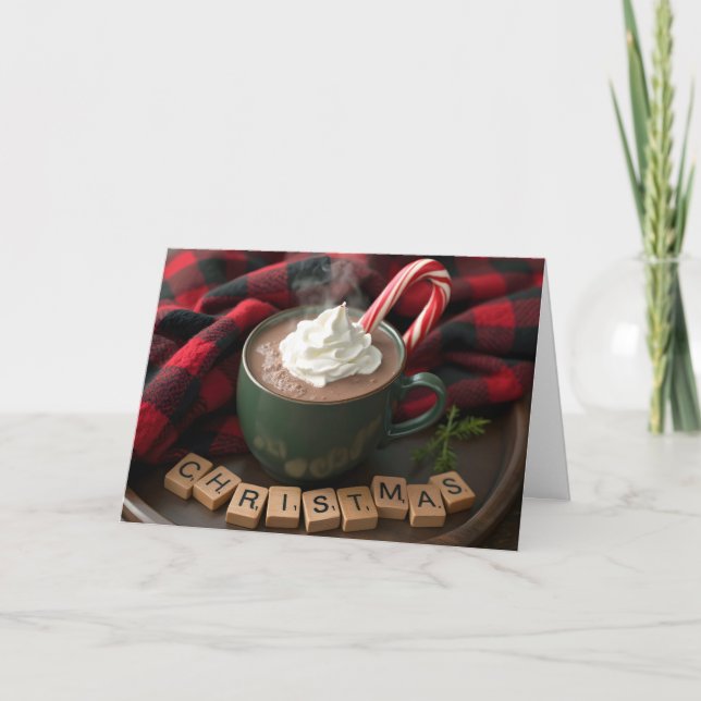 Tarjeta Festiva Navidades de cacao caliente (Anverso)