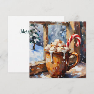 Tarjeta Festiva Navidades de cacao caliente con malvaviscos tostad