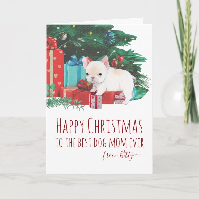 Tarjeta Festiva Navidades de Cachorro Frenquio Personalizado (Anverso)