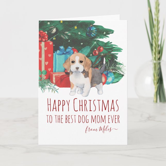 Tarjeta Festiva Navidades de Cachorros Cute Beagle Personalizados (Anverso)
