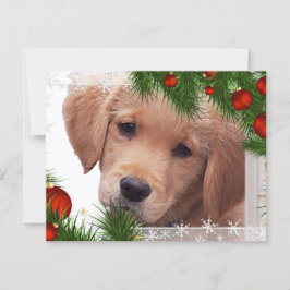 Tarjeta Festiva Navidades de Cachorros de Golden Retriever