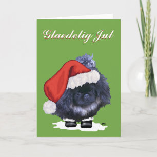 Tarjeta Festiva Navidades de Cachorros de Pekín