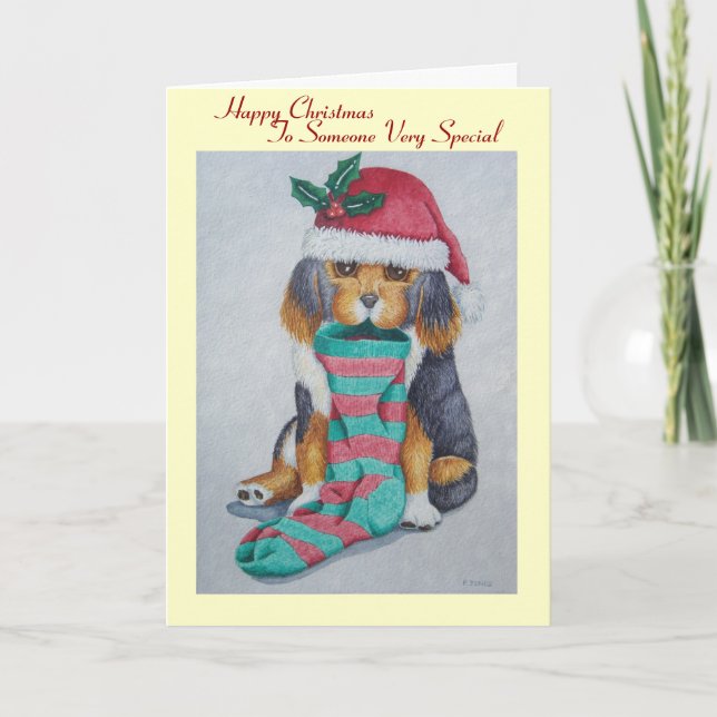 Tarjeta Festiva navidades de cachorros negros y marrones muy lindo (Anverso)