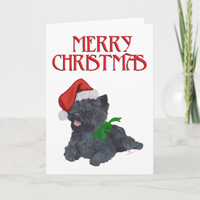Tarjeta Festiva Navidades de Cairn Terrier (Anverso)