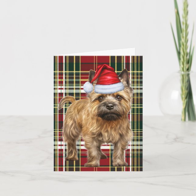 Tarjeta Festiva Navidades de Cairn Terrier Perro Navidades (Anverso)
