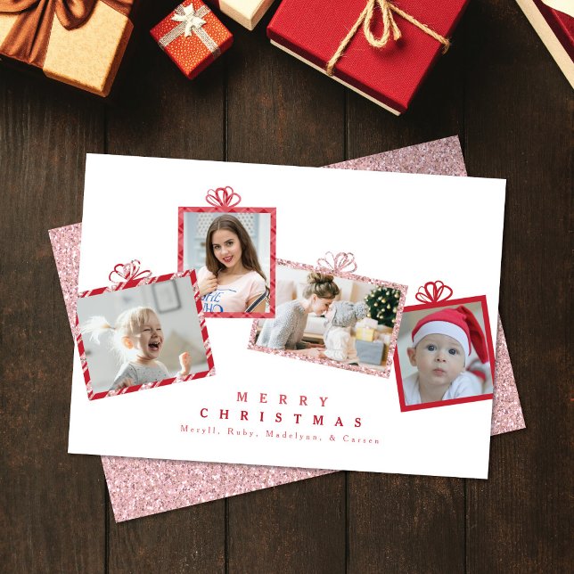 Tarjeta Festiva Navidades de cajas de regalo de fotos de Purpurina (Subido por el creador)