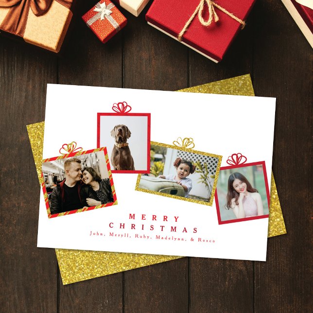 Tarjeta Festiva Navidades de cajas de regalo de fotos de Purpurina (Subido por el creador)