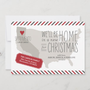 Tarjeta Festiva Navidades de California mudándose de vacaciones en