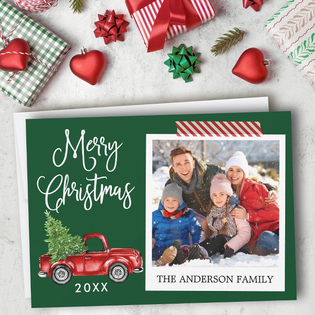 Tarjeta Festiva Navidades de caligrafía Cinta artesanal a rayas (Customize to add text to back of card.)