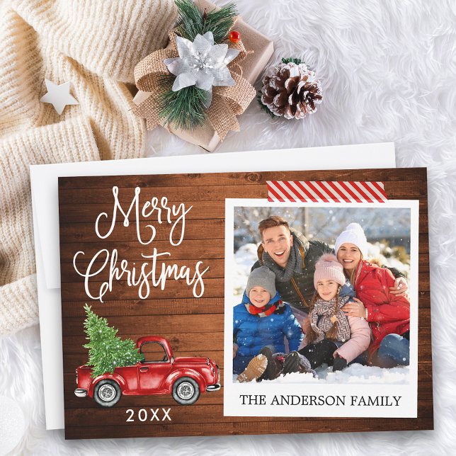 Tarjeta Festiva Navidades de caligrafía Cinta para naves de madera (Customize to add text to back of card.)