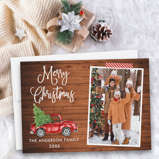 Tarjeta Festiva Navidades de caligrafía de cinta de artesanía Cami (Customize to add text to back of card.)