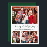 Tarjeta Festiva Navidades de caligrafía de escritura cardíaca 4 fo<br><div class="desc">Caligrafía moderna Corazón guión Feliz Navidad 4 tarjeta de vacaciones de foto - Verde</div>