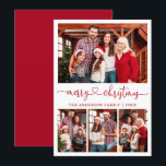 Tarjeta Festiva Navidades de caligrafía de escritura cardíaca 4 fo<br><div class="desc">Caligrafía moderna Corazón guión Merry Navidad 4 tarjeta de vacaciones de foto - Rojo</div>