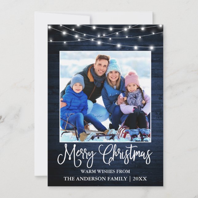 Tarjeta Festiva Navidades de caligrafía divertida foto de luces de (Anverso)