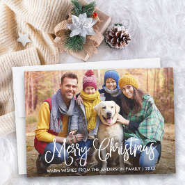 Tarjeta Festiva Navidades de caligrafía divertida moderna foto fam