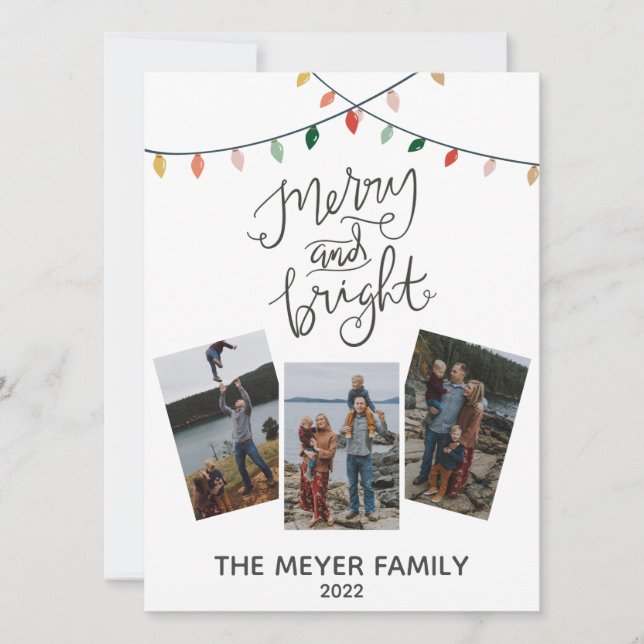 Tarjeta Festiva Navidades de caligrafía mora y brillante iluminan (Anverso)