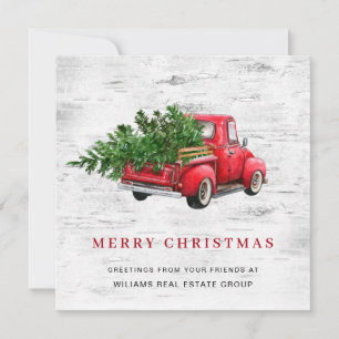 Tarjeta Festiva Navidades de Camión Rojo Retro Vintage Corporativo