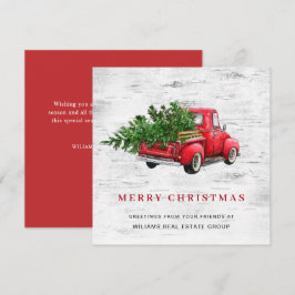 Tarjeta Festiva Navidades de Camión Rojo Retro Vintage Corporativo