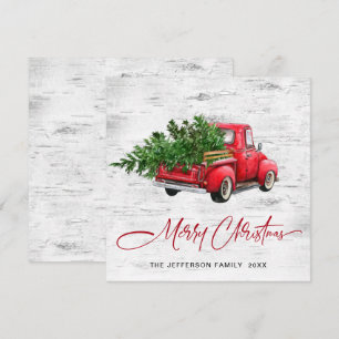 Tarjeta Festiva Navidades de Camión Rojo Retro Vintage saludan