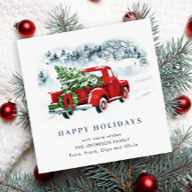 Navidades de Camión Rojo Retro Vintage saludan