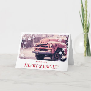 Tarjeta Festiva Navidades de Camión Rojo Vintage