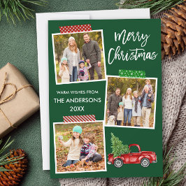 Tarjeta Festiva Navidades de Camiones Rojos de Cinta de Guión de P