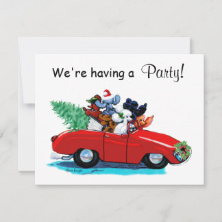 Tarjeta Festiva Navidades de canapés de coches de época Imprimir