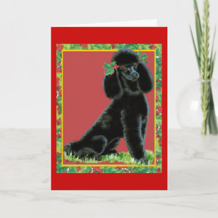 Tarjeta Festiva Navidades de canapés negro Holly Art Gifts & Cards