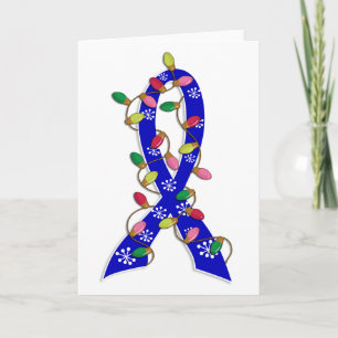 Tarjeta Festiva Navidades de cáncer de colon iluminan la cinta de 