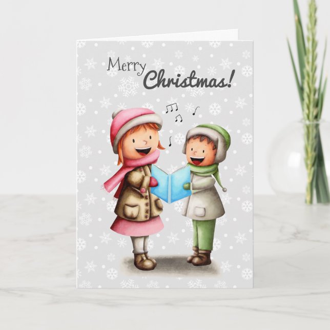Tarjeta Festiva Navidades de canciones de niños y Chicas cantan vi (Anverso)