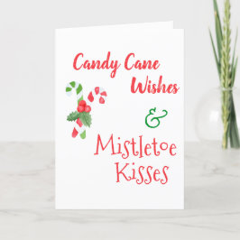 Tarjeta Festiva Navidades de Candy Cane Wishes & Mistletoe Kisses