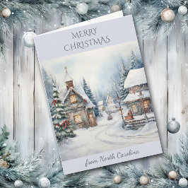 Tarjeta Festiva Navidades de Carolina del Norte en el paisaje inve