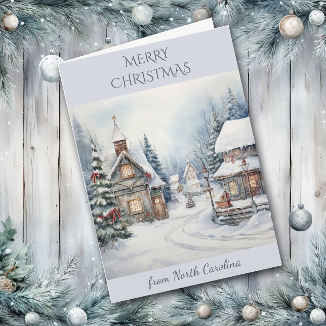 Tarjeta Festiva Navidades de Carolina del Norte en el paisaje inve (Subido por el creador)