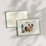Tarjeta Festiva Navidades de cartas fotográficas de Green Gingham<br><div class="desc">Tarjeta de festividad de Personalizado verde lindo de Gingham con carta personalizada opcional en reverso</div>